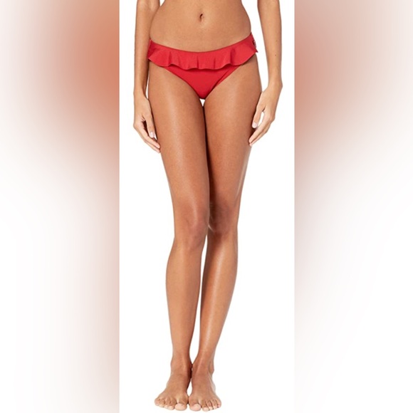 Zingara Red Ruffle Low Rise Bikini Bottoms - Picture 1 of 9